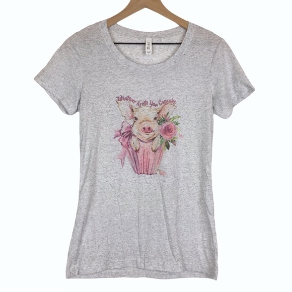 BELLA CANVAS T Shirt Graphic Pig Whatever Frosts Your Cupcake Short Sleeve Large - Picture 8 of 8